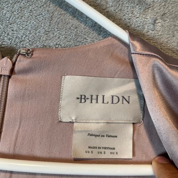 BHLDN Sabrina Stretch Satin Long Sleeve Mini Dress Size Small Dusty Mauve New - Picture 6 of 10